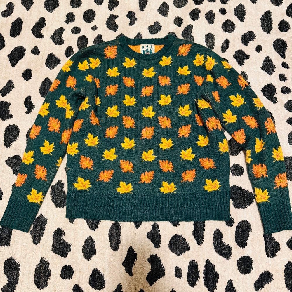 Kiel James Patrick Women's Big Cozy Fall Leaf Crewneck Sweater Small